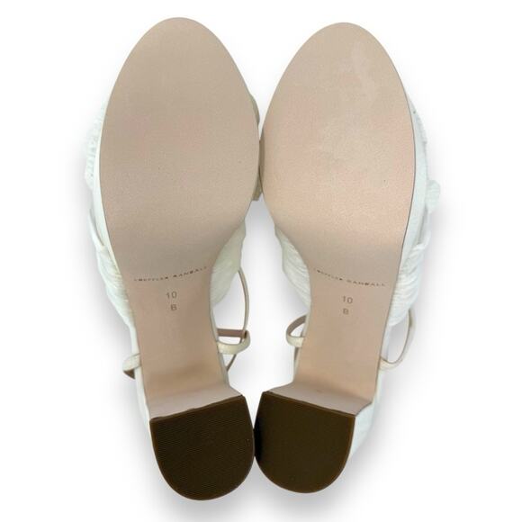 NWOT Loeffler Randall Natalia Pleat Knot Slip On Platform Sandal White 10 Womens - Picture 10 of 15